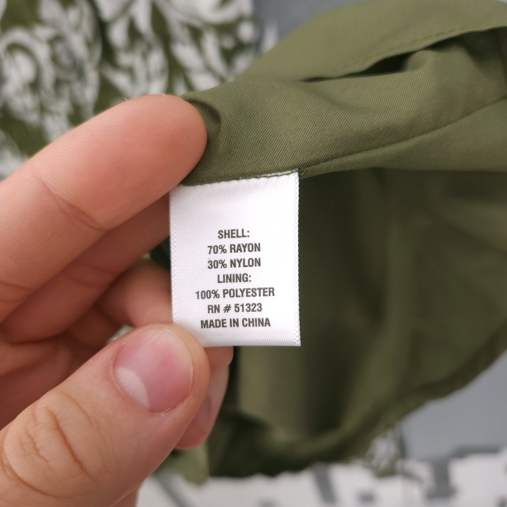MSK Short Puff Sleeve V Neck A Line Green Short Dress Womens Size L NWT - Picture 5 of 9